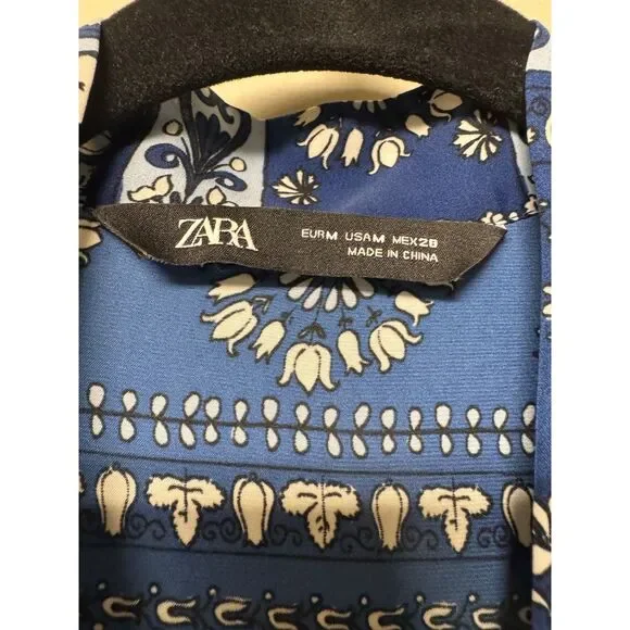 ZARA Patchwork Bandana Print Pleated Skirt Mini Dress w/ Necktie, Sz M - Picture 10 of 12